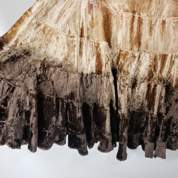 MARCIANO brown velvet A-line ombre long full skirt - Picture 3 of 7